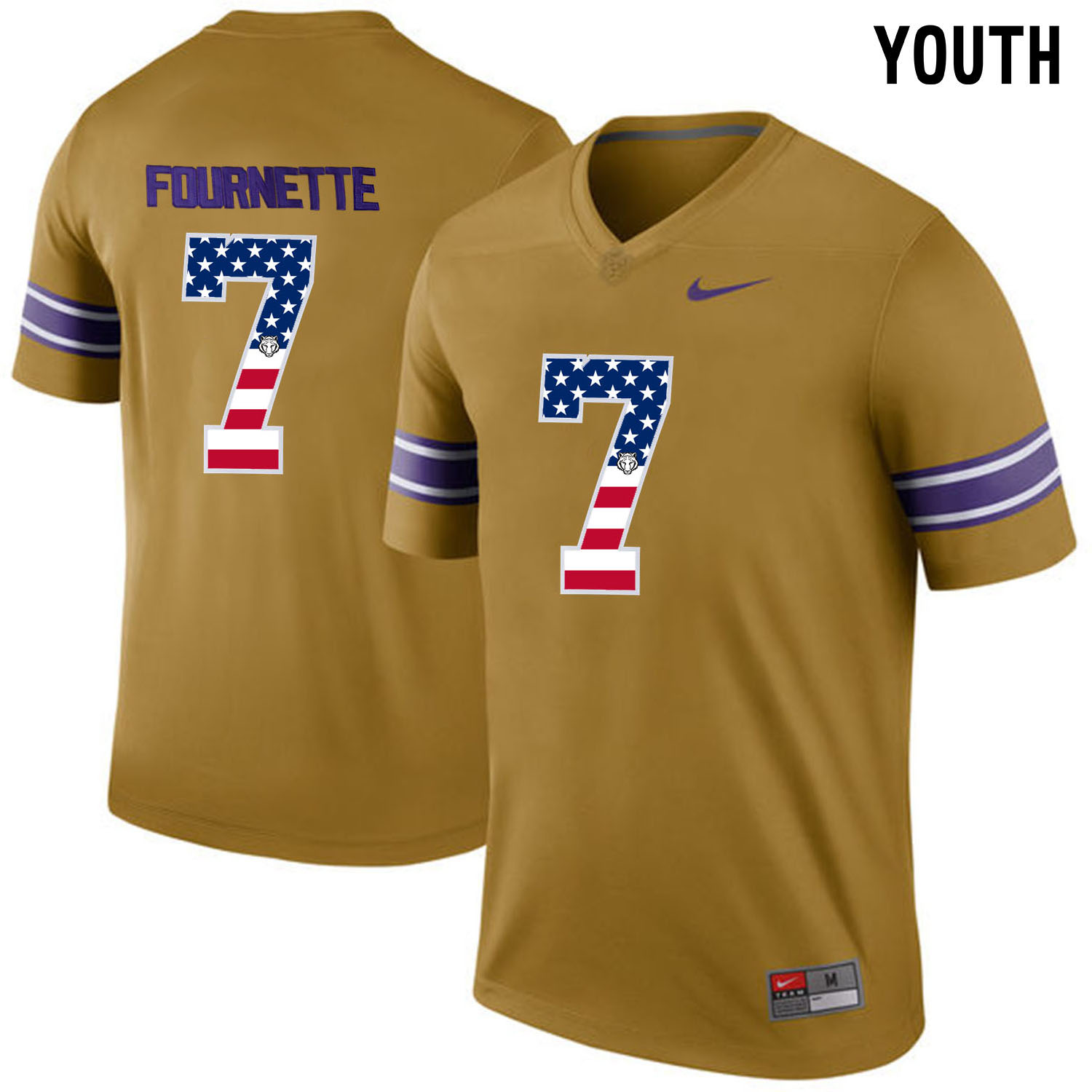 US Flag Fashion  Youth LSU Tigers Leonard Fournette #7 College Football Limited Legand Jersey  Gridiron Gold